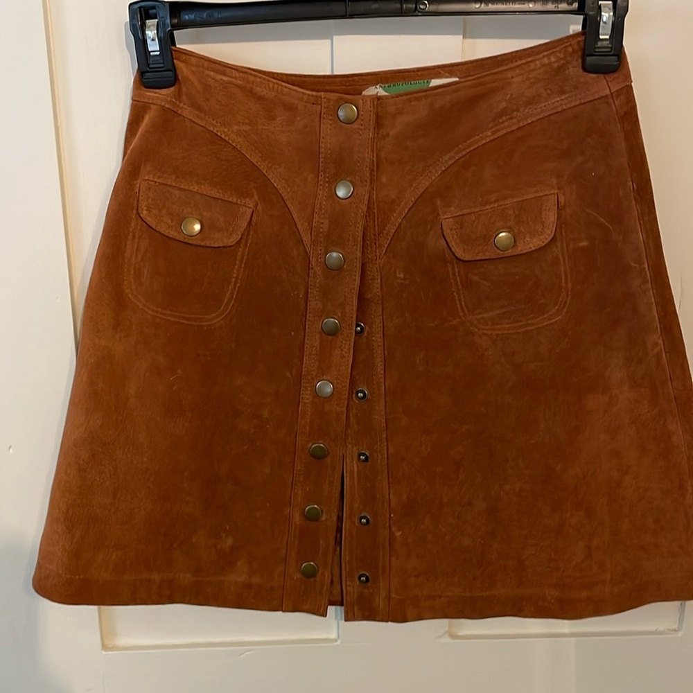 Anthropologie suede skirt